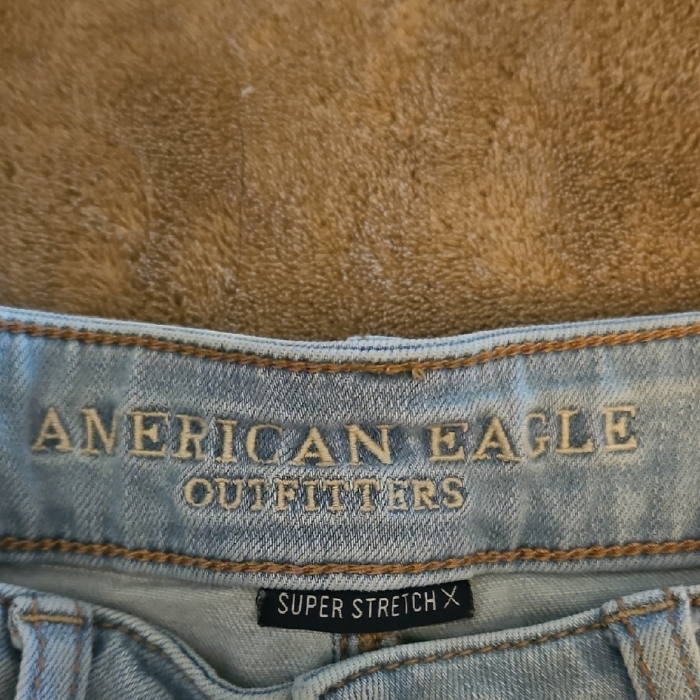 American Eagle Outfitters Blue Distressed Jean Shorts - Picture 2 of 6